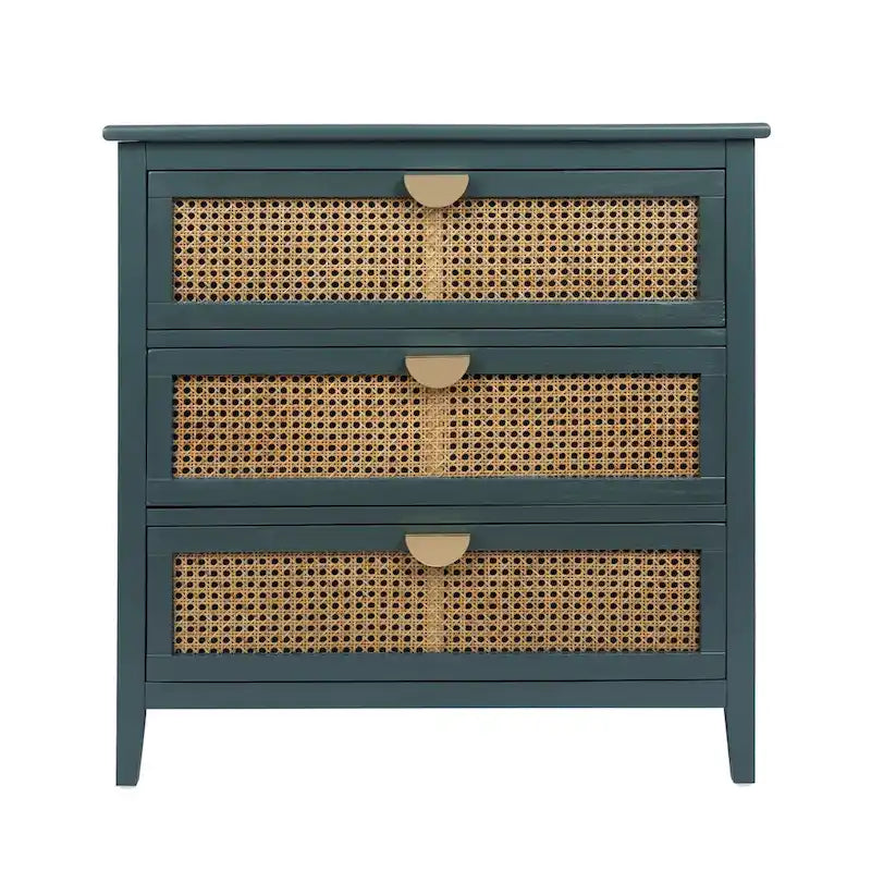 Meuble à 3 tiroirs, rotin naturel, idéal pour chambre, salon, bureau