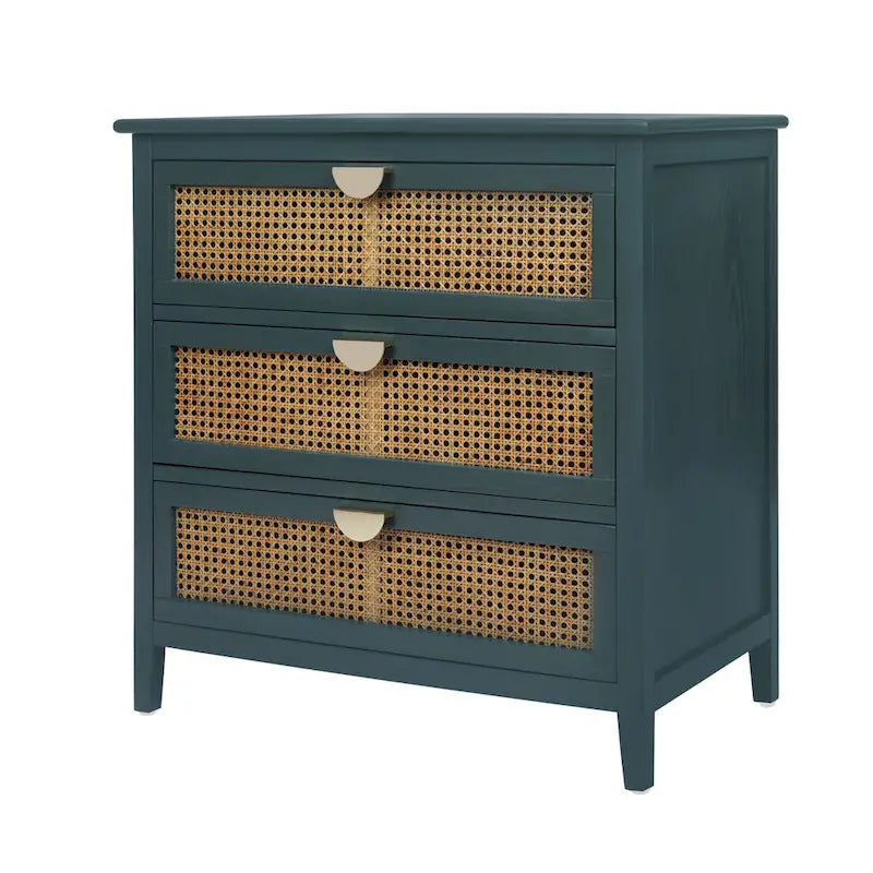 Meuble à 3 tiroirs, rotin naturel, idéal pour chambre, salon, bureau