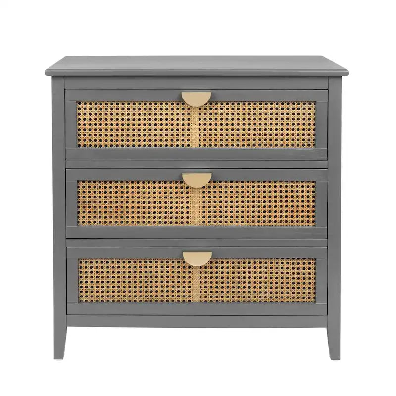 Meuble à 3 tiroirs, rotin naturel, idéal pour chambre, salon, bureau