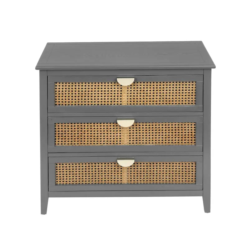 Meuble à 3 tiroirs, rotin naturel, idéal pour chambre, salon, bureau