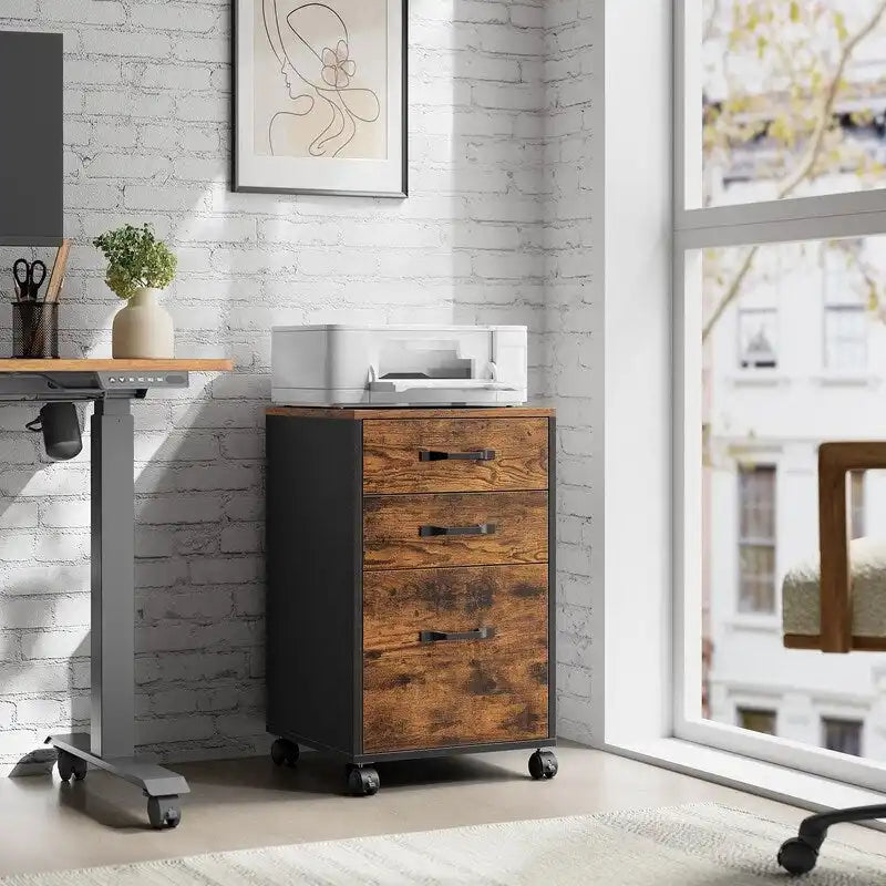 Meuble de classement mobile en bois à 3 tiroirs