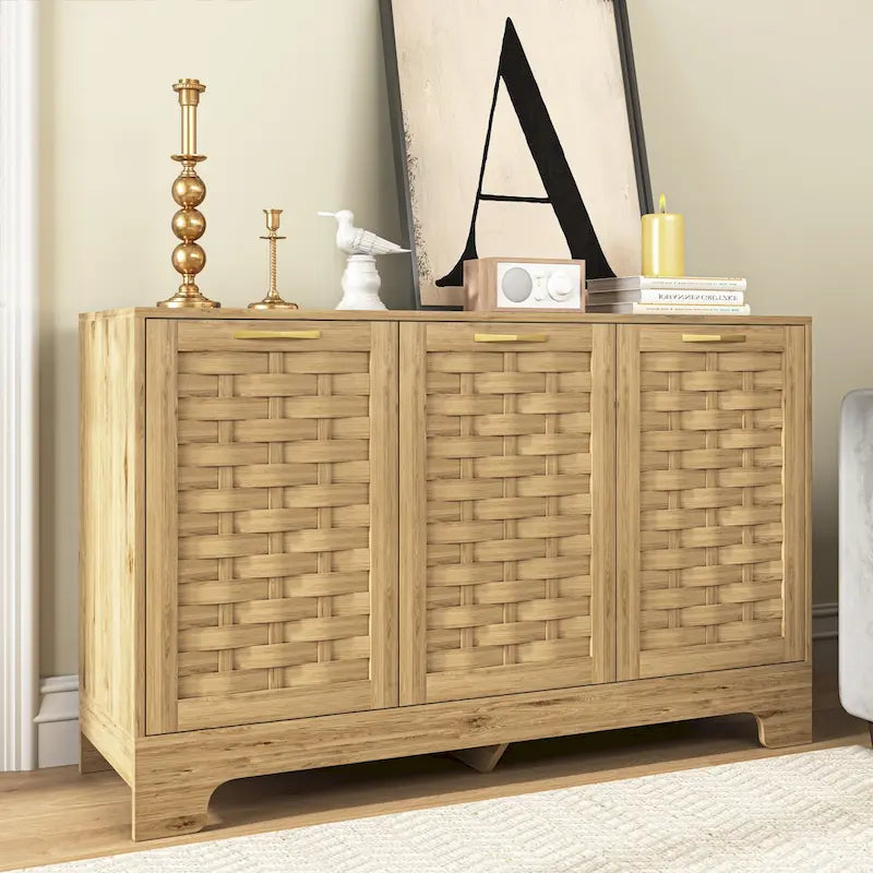 Meuble de rangement avec 3 portes, Buffet en bois avec étagère réglable, Armoire d'appoint avec kit anti-basculement