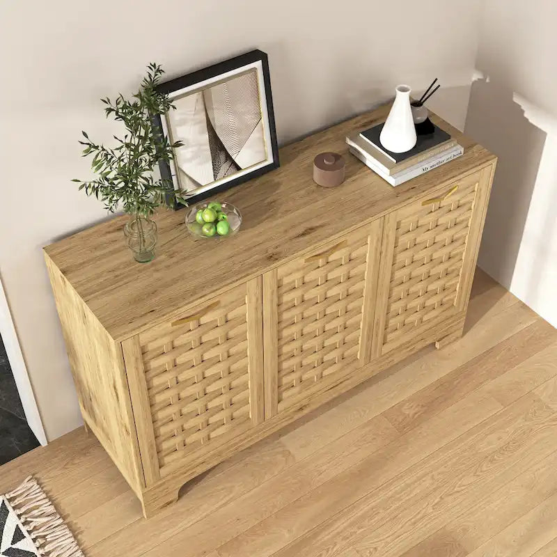 Meuble de rangement avec 3 portes, Buffet en bois avec étagère réglable, Armoire d'appoint avec kit anti-basculement