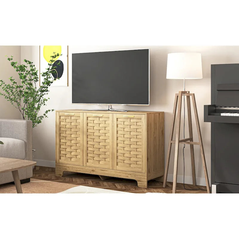Meuble de rangement avec 3 portes, Buffet en bois avec étagère réglable, Armoire d'appoint avec kit anti-basculement