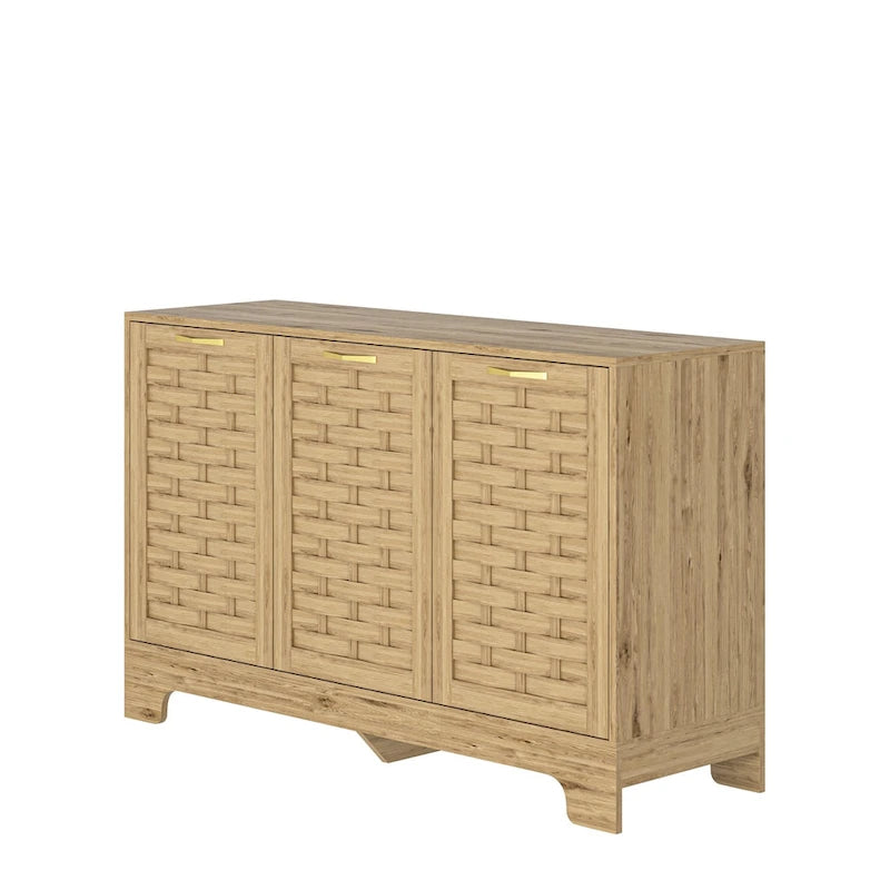 Meuble de rangement avec 3 portes, Buffet en bois avec étagère réglable, Armoire d'appoint avec kit anti-basculement
