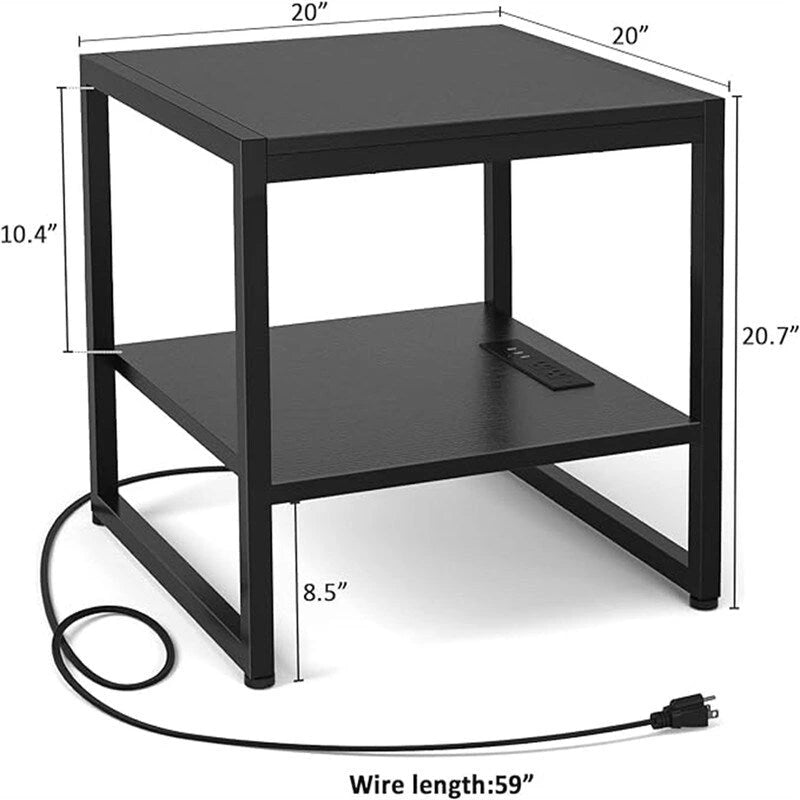 Table d'appoint avec station de recharge - 20P x 20L x 20,7H
