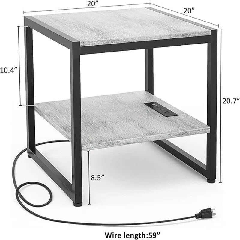 Table d'appoint avec station de recharge - 20P x 20L x 20,7H
