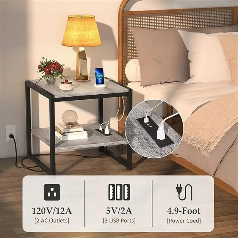 Table d'appoint avec station de recharge - 20P x 20L x 20,7H