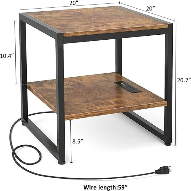 Table d'appoint avec station de recharge - 20P x 20L x 20,7H