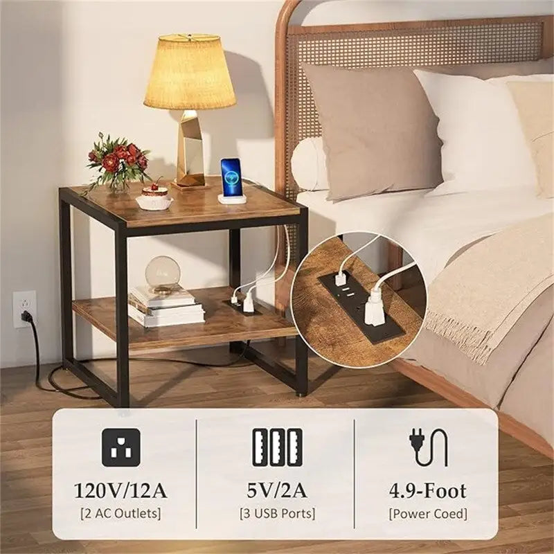 Table d'appoint avec station de recharge - 20P x 20L x 20,7H