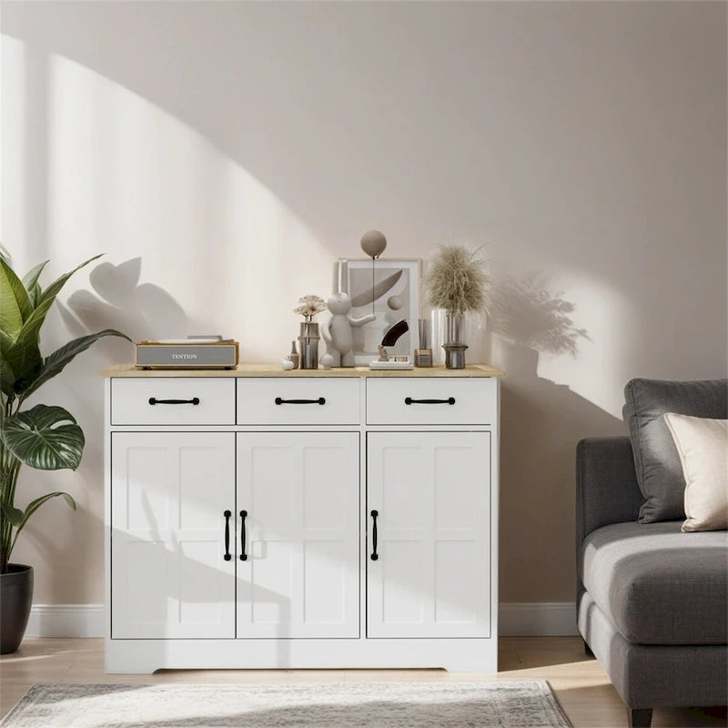 Meuble de Rangement Buffet de Ferme avec 3 Tiroirs et 3 Portes