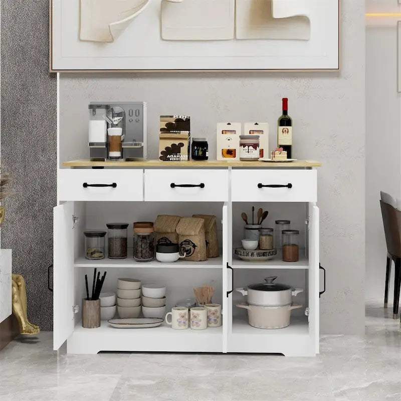 Meuble de Rangement Buffet de Ferme avec 3 Tiroirs et 3 Portes