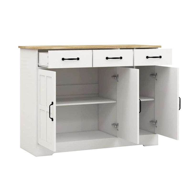 Meuble de Rangement Buffet de Ferme avec 3 Tiroirs et 3 Portes