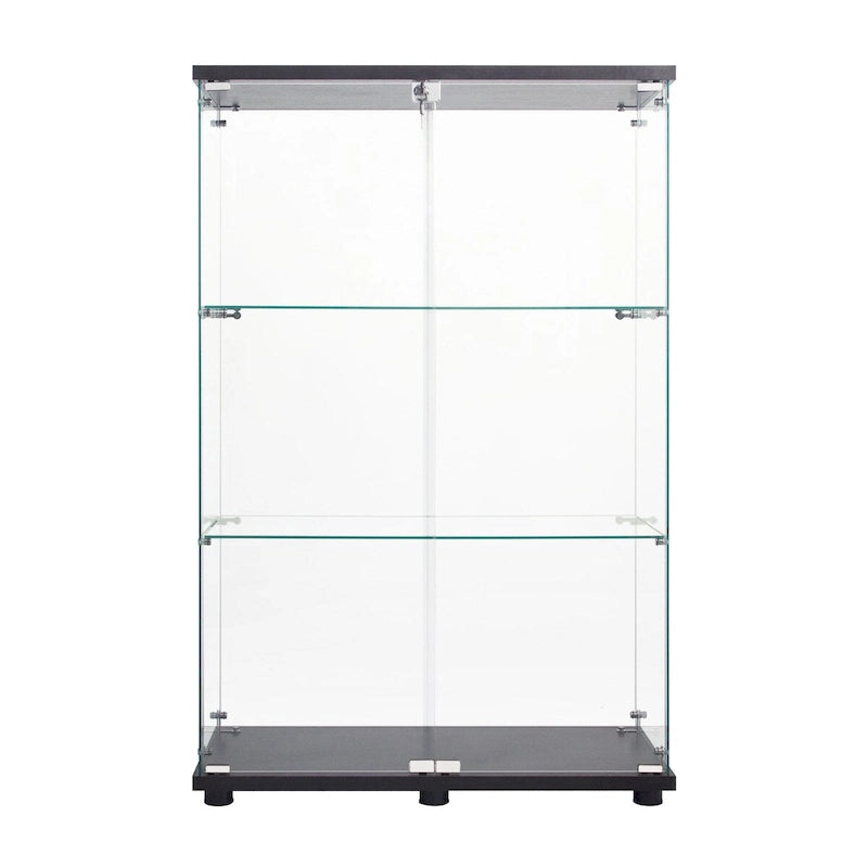 Vitrine à deux portes avec 3 étagères, noire