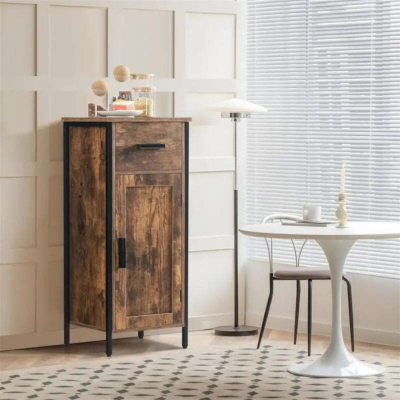 Meuble de rangement au sol étroit avec 1 porte et 1 tiroir - 11,8P x 13,8L x 31,5H