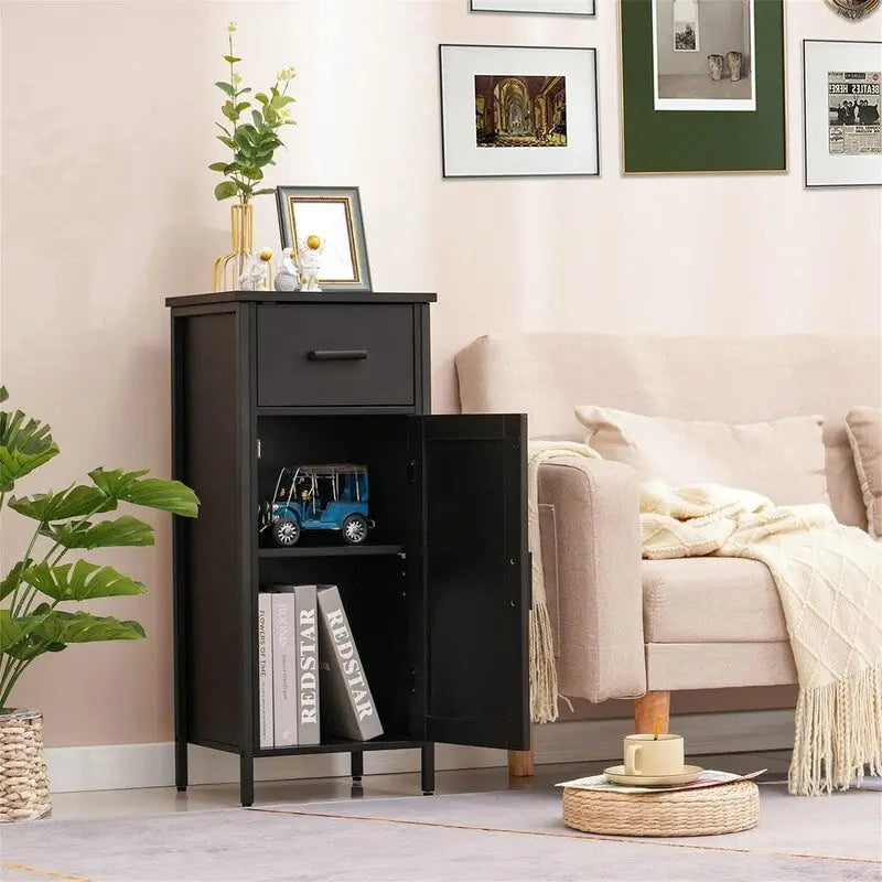 Meuble de rangement au sol étroit avec 1 porte et 1 tiroir - 11,8P x 13,8L x 31,5H