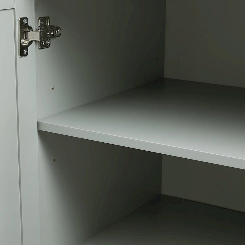 Meuble de rangement haut et large avec portes pour salle de bain/bureau, trois tiroirs, gris