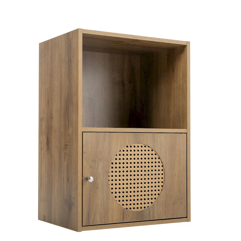 Meuble de Rangement Salle de Bain, Petit Meuble de Rangement, Armoire en Rotin, Meuble 1 Porte
