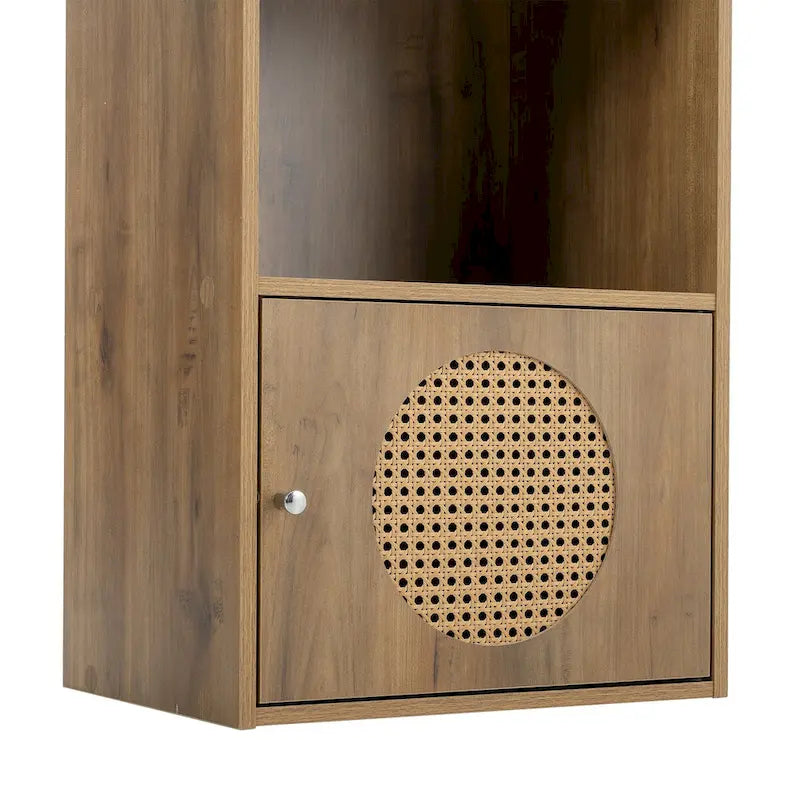Meuble de Rangement Salle de Bain, Petit Meuble de Rangement, Armoire en Rotin, Meuble 1 Porte