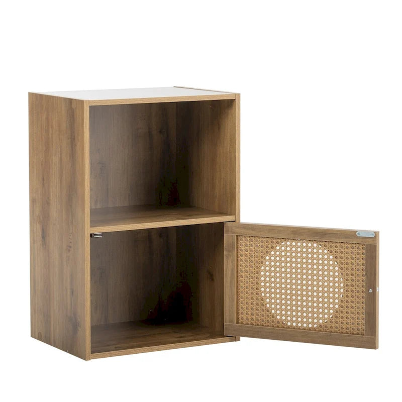 Meuble de Rangement Salle de Bain, Petit Meuble de Rangement, Armoire en Rotin, Meuble 1 Porte