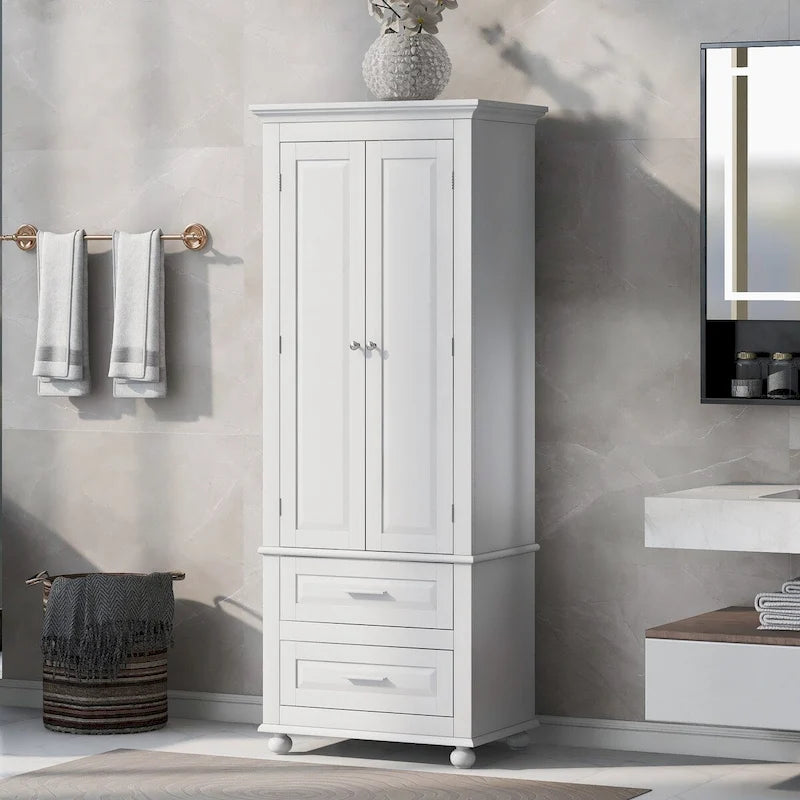 Armoire haute de rangement à deux tiroirs pour salle de bain/bureau