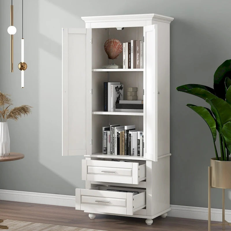 Armoire haute de rangement à deux tiroirs pour salle de bain/bureau