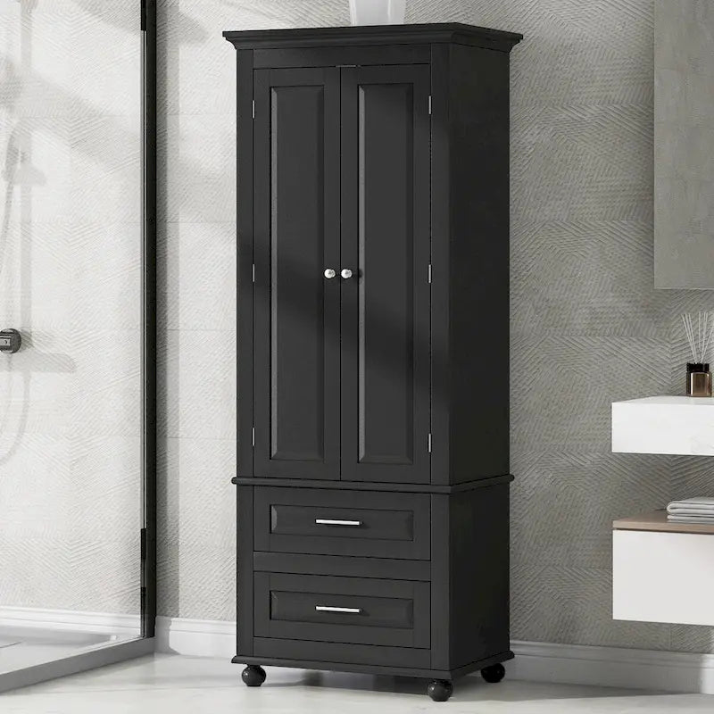 Armoire haute de rangement à deux tiroirs pour salle de bain/bureau