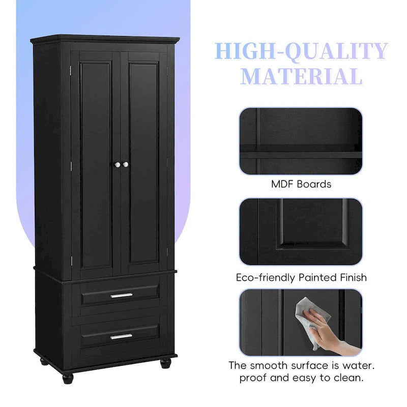 Armoire haute de rangement à deux tiroirs pour salle de bain/bureau