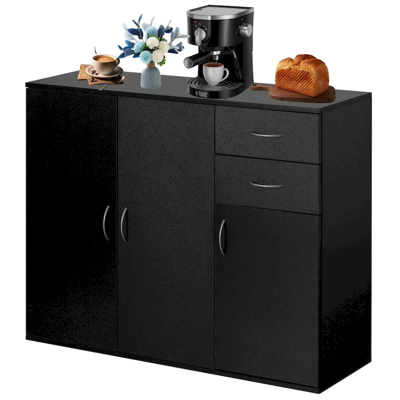 33 Meuble Buffet Vaisselier avec Rangement, Plateau Spacieux, Grands Tiroirs et Étagère Ajustable - Organiseur et Rangement de Cuisine